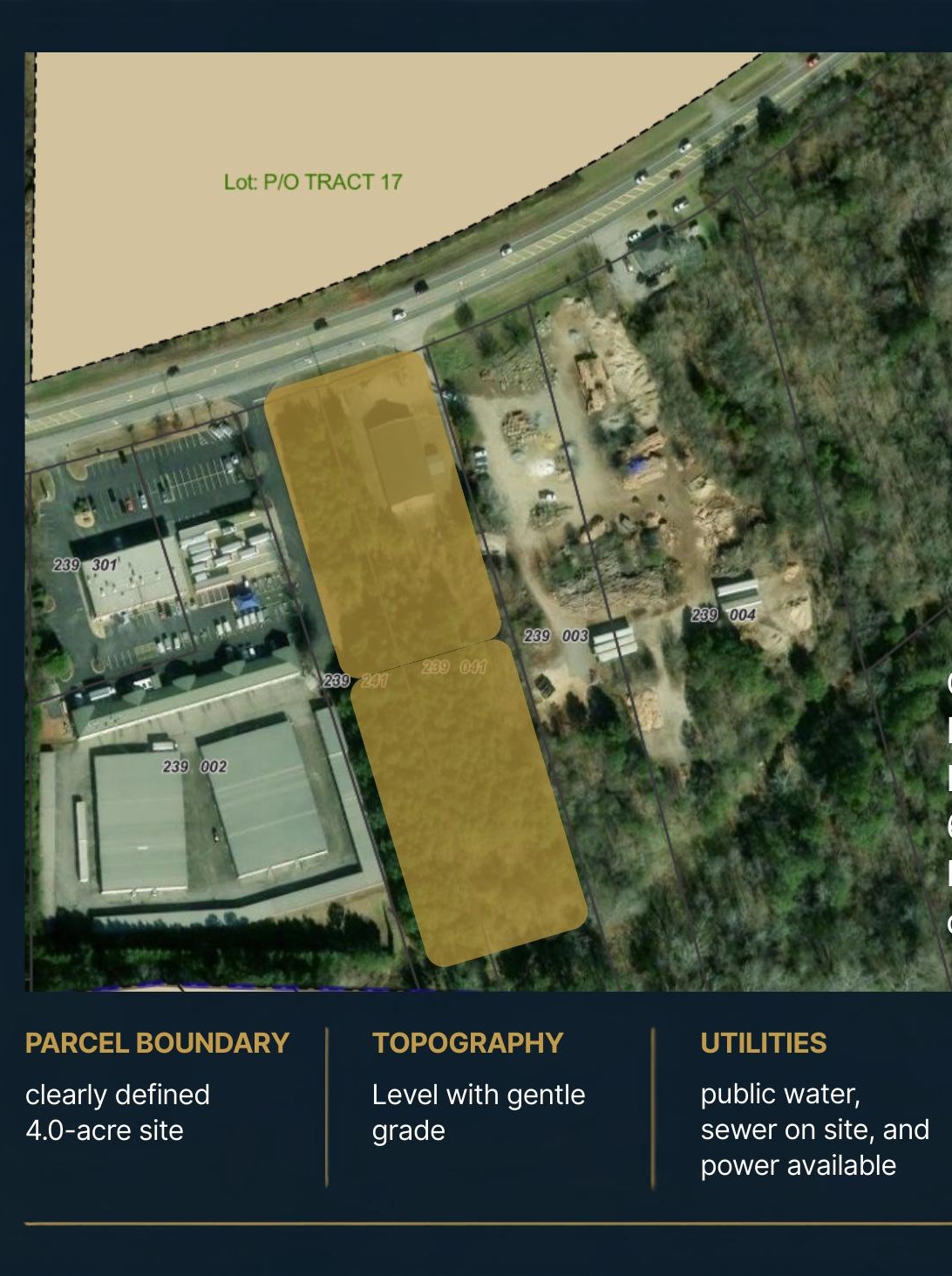 Aerial view of the four-acre property at 3084 Keith Bridge Road